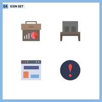 Group of 4 Flat Icons Signs and Symbols for business blog layout graph furniture web layout Editable Vector Design Elements