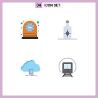 Pack of 4 Modern Flat Icons Signs and Symbols for Web Print Media such as clock document watch sunblock download Editable Vector Design Elements