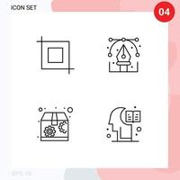 4 Creative Icons Modern Signs and Symbols of crop package creative graphic brain Editable Vector Design Elements
