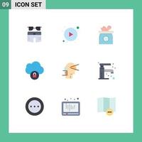 User Interface Pack of 9 Basic Flat Colors of forward lock weight data kid Editable Vector Design Elements