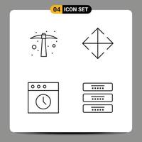 Set of 4 Vector Filledline Flat Colors on Grid for hard work mac tool transform cupboard Editable Vector Design Elements