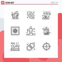 Set of 9 Modern UI Icons Symbols Signs for competitive future doctor data computer Editable Vector Design Elements