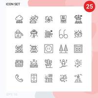 Paquete de 25 líneas de interfaz de usuario de signos y símbolos modernos de elementos de diseño de vectores editables portátiles de compra de huevos comerciales de convenciones