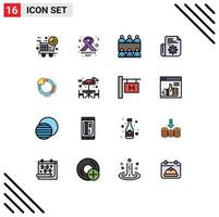 Set of 16 Vector Flat Color Filled Lines on Grid for table pie table circle tools Editable Creative Vector Design Elements