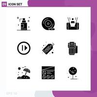 Stock Vector Icon Pack of 9 Line Signs and Symbols for dollar resume mobile media audio Editable Vector Design Elements