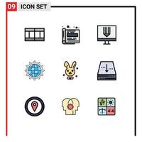 Stock Vector Icon Pack of 9 Line Signs and Symbols for bynny business computer seo world Editable Vector Design Elements