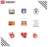 9 User Interface Flat Color Pack of modern Signs and Symbols of market furniture clock desk old Editable Vector Design Elements