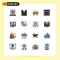 paquete de iconos de vectores de stock de 16 signos y símbolos de línea para la página web de la etapa de amor en línea elementos de diseño de vectores creativos editables web