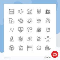 Modern Set of 25 Lines and symbols such as build rank incense military army Editable Vector Design Elements