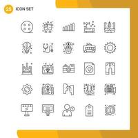 Universal Icon Symbols Group of 25 Modern Lines of design comuter signal drawing network Editable Vector Design Elements