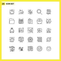Set of 25 Vector Lines on Grid for open files peace notepad education Editable Vector Design Elements