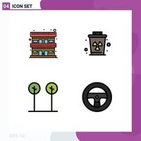 Pictogram Set of 4 Simple Filledline Flat Colors of motel leaves travel pollution plant Editable Vector Design Elements