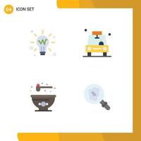 4 Creative Icons Modern Signs and Symbols of bulb taxi solution gps bowl Editable Vector Design Elements