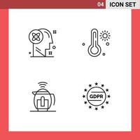 Line Pack of 4 Universal Symbols of user pot solution temperature technology Editable Vector Design Elements