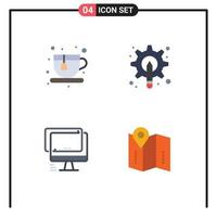 Modern Set of 4 Flat Icons and symbols such as diet monitor designer tool imac Editable Vector Design Elements