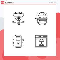 Set of 4 Vector Filledline Flat Colors on Grid for filter hardware sort shop secure Editable Vector Design Elements