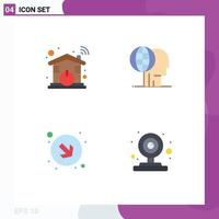 Set of 4 Modern UI Icons Symbols Signs for automation arrow wifi global right Editable Vector Design Elements