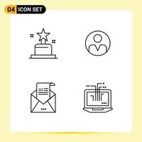 Universal Icon Symbols Group of 4 Modern Filledline Flat Colors of award greeting personal user mail Editable Vector Design Elements