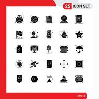 Mobile Interface Solid Glyph Set of 25 Pictograms of star magic lead crystal marketing Editable Vector Design Elements