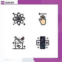 4 Universal Filledline Flat Color Signs Symbols of atom juice link hand cursor drink Editable Vector Design Elements