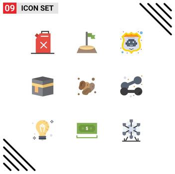 User Interface Pack of 9 Basic Flat Colors of islam dates robot database meccah islam Editable Vector Design Elements