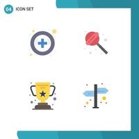 Pack of 4 Modern Flat Icons Signs and Symbols for Web Print Media such as hospital education sweet achievement navigation Editable Vector Design Elements