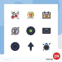 9 Thematic Vector Filledline Flat Colors and Editable Symbols of medicine no sheild diet money Editable Vector Design Elements