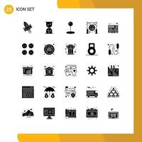 Solid Glyph Pack of 25 Universal Symbols of clothes music asian mixer metal Editable Vector Design Elements