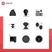 Set of 9 Modern UI Icons Symbols Signs for next arrow idea communication device Editable Vector Design Elements