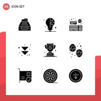 Set of 9 Modern UI Icons Symbols Signs for next arrow idea communication device Editable Vector Design Elements