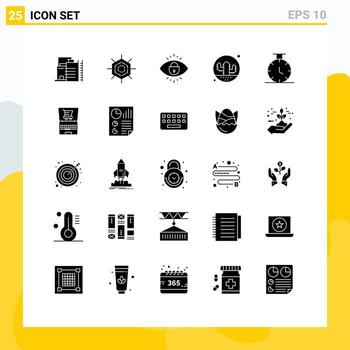 Set of 25 Modern UI Icons Symbols Signs for time cacti internet plant desert Editable Vector Design Elements