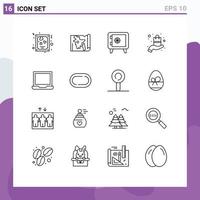 Pack of 16 creative Outlines of laptop computer money sell presentation Editable Vector Design Elements