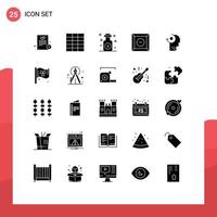 25 Universal Solid Glyphs Set for Web and Mobile Applications flag your oil mind product Editable Vector Design Elements