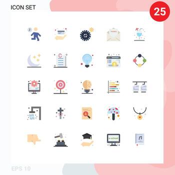 paquete de línea de vector editable de 25 colores planos simples de bebida gracias sobre de mensaje de tarjeta de crédito elementos de diseño de vector editable