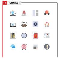 Group of 16 Flat Colors Signs and Symbols for laptop dumb publish healthcare layout Editable Pack of Creative Vector Design Elements