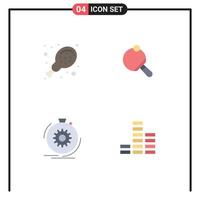 Universal Icon Symbols Group of 4 Modern Flat Icons of chicken performance pong tennis speed Editable Vector Design Elements