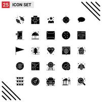 Set of 25 Commercial Solid Glyphs pack for chating symbols boy symbolism oil Editable Vector Design Elements