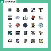 25 User Interface Filled line Flat Color Pack of modern Signs and Symbols of desk user camp man connection Editable Vector Design Elements