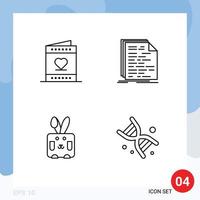 grupo de 4 colores planos de línea de llenado modernos establecidos para script de amor codificación de san valentín elementos de diseño vectorial editables de pascua vector