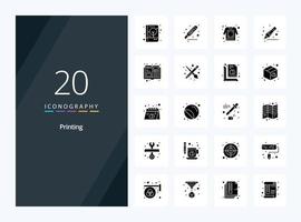 20 Printing Solid Glyph icon for presentation vector