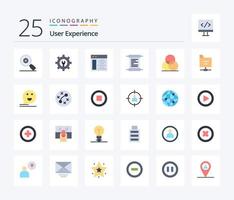 User Experience 25 Flat Color icon pack including files. wheel. web page. rgb. script vector