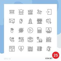 Pictogram Set of 25 Simple Lines of input arrow building farming mountain Editable Vector Design Elements