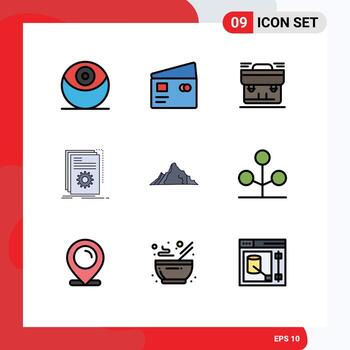 9 colores planos de línea de relleno de vector temático y símbolos editables de elementos de diseño de vector editables de maleta de construcción de bolsa de desarrollador de script