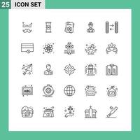 Modern Set of 25 Lines Pictograph of repair carpenter sand building spring Editable Vector Design Elements