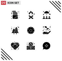 9 iconos creativos signos y símbolos modernos del parque de bolas humo paisaje urbano planta elementos de diseño vectorial editables vector