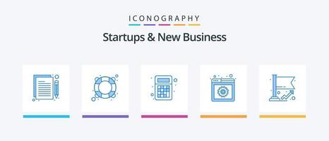 Startups And New Business Blue 5 Icon Pack Including graph. web management. support. web development. budget. Creative Icons Design vector