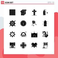 Set of 16 Modern UI Icons Symbols Signs for direction web cross interface product Editable Vector Design Elements