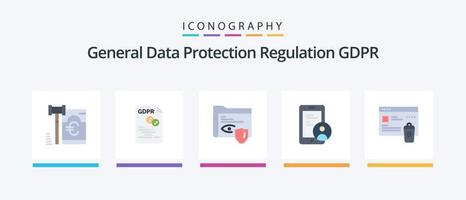 paquete de iconos gdpr flat 5 que incluye gdpr. seguridad. seguro. seguro. vigilancia. diseño de iconos creativos vector