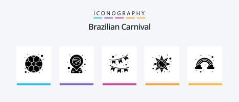 Brazilian Carnival Glyph 5 Icon Pack Including color. cloud. celebration. sun light. light. Creative Icons Design vector