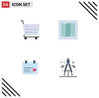 4 Flat Icon concept for Websites Mobile and Apps ecommerce compass layout day science Editable Vector Design Elements